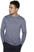 Mens Washed Long Sleeve Soft Touch 3 Button Cotton Jersey T-shirt