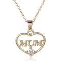 Ladies Gold Silver Plated Mum Cutout Crystal Heart Pendant Chain Womens Necklace