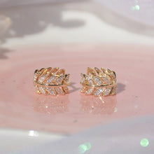 Load image into Gallery viewer, Ladies Gold Plated Crystal Leafy Cut Small Hoop Fashion Earrings
