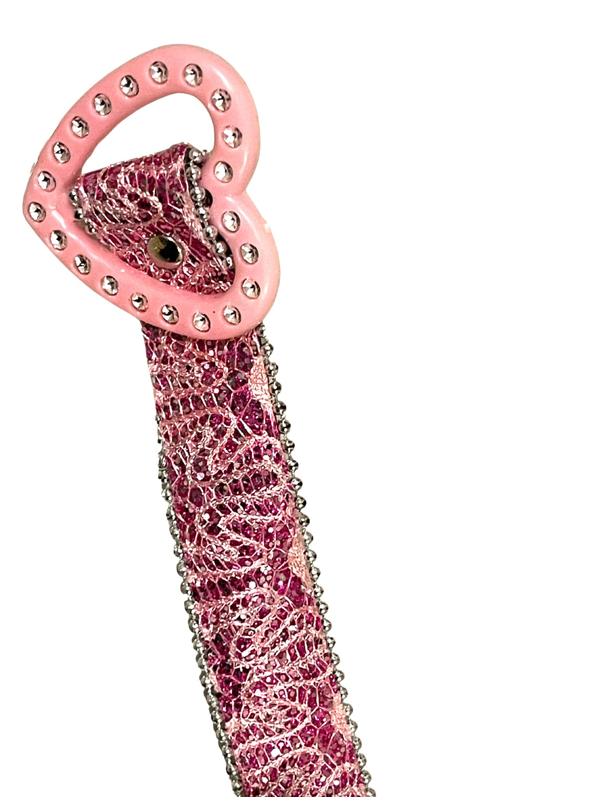 Girls Pink Floral Embroidery Sequin Adjustable Heart Buckle Party Belts
