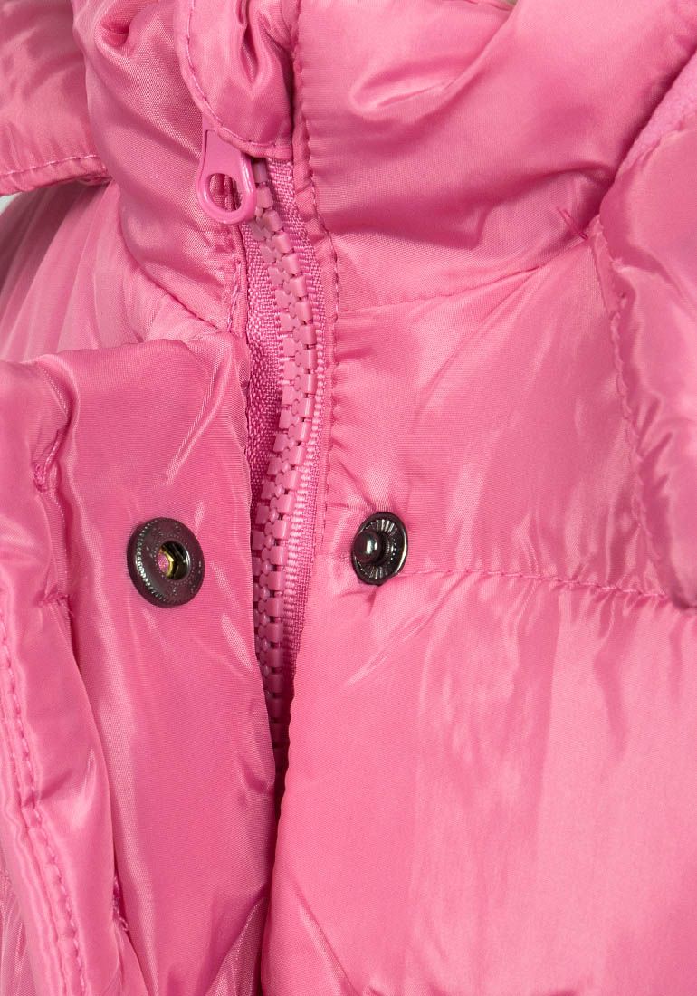 Girls Minoti Pink & Teal Soft Fleece Lining Padded Quilted Hooded Winter Coats