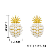 Load image into Gallery viewer, Ladies 18k Gold Plated Simulated Pearls Geometric Pineapple Shape Stud Earring
