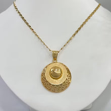 Load image into Gallery viewer, Ladies 18K Gold Plated Round Smooth Cutout Great Wall Earrings Necklace Set

