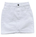 Girls Mid Blue & White High Rise Cotton Denim Jeans Mini Skirts