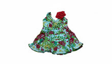 Load image into Gallery viewer, Girls Lime Green Multi Floral Bow Detail Sleeveless Dress. 1-2years
