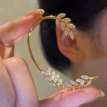 Load image into Gallery viewer, Ladies Sparkling Gold Silver Leaf Cut Cuff Stud Party Earrings
