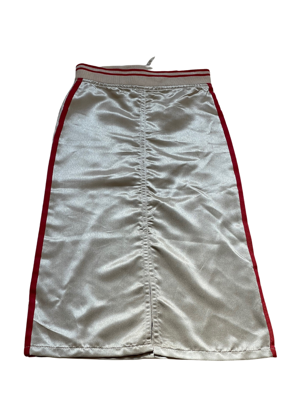 Girls Metallic Gold Thick Elasticated Waist Belted Side Stripe Midi Skirts