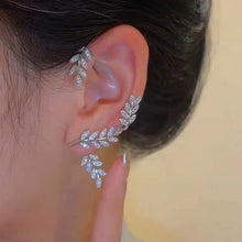 Load image into Gallery viewer, Ladies Sparkling Gold Silver Leaf Cut Cuff Stud Party Earrings
