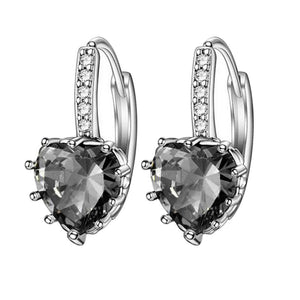 Ladies Girls Cute Silver Sterling Crystal Huggie Hoop Earrings