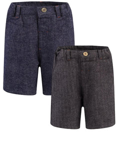 Boys Toddlers Brushed Herringbone Cotton Elasticated Waist Shorts