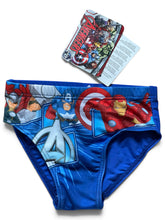 Load image into Gallery viewer, Boys Avengers Red Blue Swimwear All Over Marvel Avengers Print Swimming Briefs
