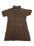 Girls Ribbed High Neck Knitted Cap Sleeve Tunic Jumper Top Dress