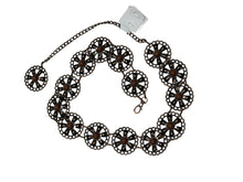 Load image into Gallery viewer, Ladies Vintage Bronze Round Metal Bead Centre Link Adjustable Buckle Waist Belts
