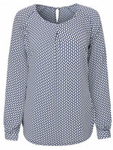 Load image into Gallery viewer, Ladies Disley Catriona Navy &amp; White Leaf Print Blouse

