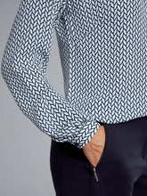 Load image into Gallery viewer, Ladies Disley Catriona Navy &amp; White Leaf Print Blouse
