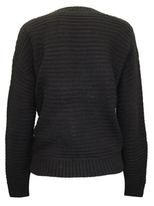 Ladies Wide Ribbed Button Through Soft Knitted V-Neck Plus Size Cardigans