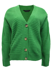 Ladies Wide Ribbed Button Through Soft Knitted V-Neck Plus Size Cardigans