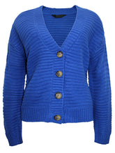 Load image into Gallery viewer, Ladies Wide Ribbed Button Through Soft Knitted V-Neck Plus Size Cardigans
