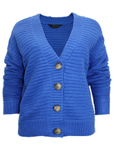 Load image into Gallery viewer, Ladies Wide Ribbed Button Through Soft Knitted V-Neck Plus Size Cardigans
