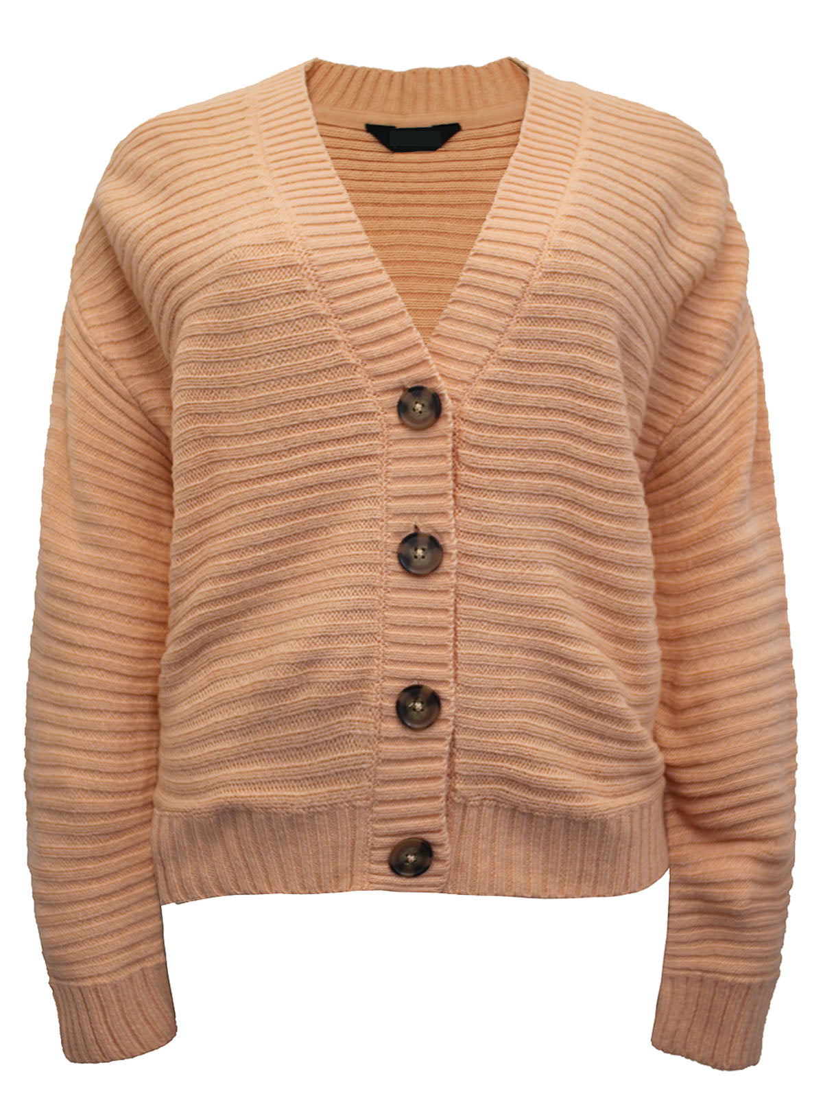 Ladies Wide Ribbed Button Through Soft Knitted V-Neck Plus Size Cardigans