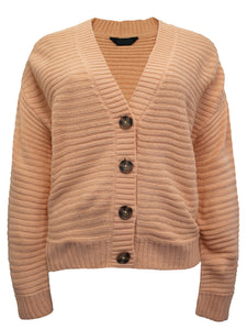 Ladies Wide Ribbed Button Through Soft Knitted V-Neck Plus Size Cardigans