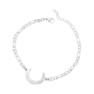 Ladies Girls Silver Stainless Steel Titatnium Single Letter Initial Bracelets
