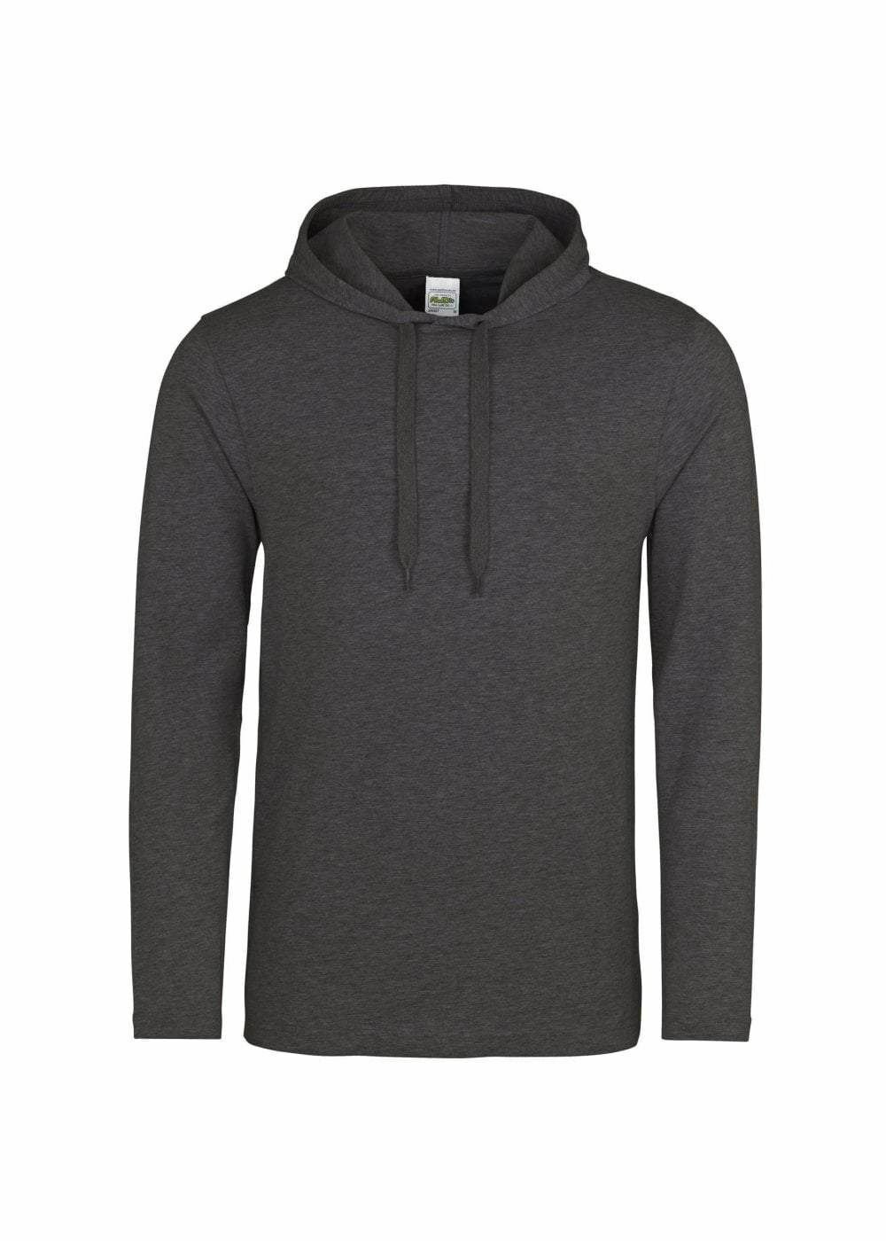 Mens Cotton Long Sleeve Slim Fit Hooded T-shirt