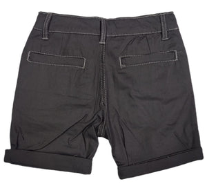 Boys Dark Grey Adjustable Waist Skinny Fit Turn Up Hem Shorts