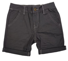 Load image into Gallery viewer, Boys Dark Grey Adjustable Waist Skinny Fit Turn Up Hem Shorts
