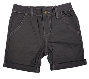 Boys Dark Grey Adjustable Waist Skinny Fit Turn Up Hem Shorts