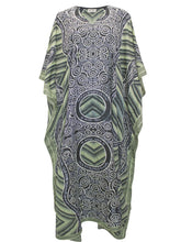 Load image into Gallery viewer, Ladies Geometric Multi Print V-Neck Kaftan Maxi Summer Dress
