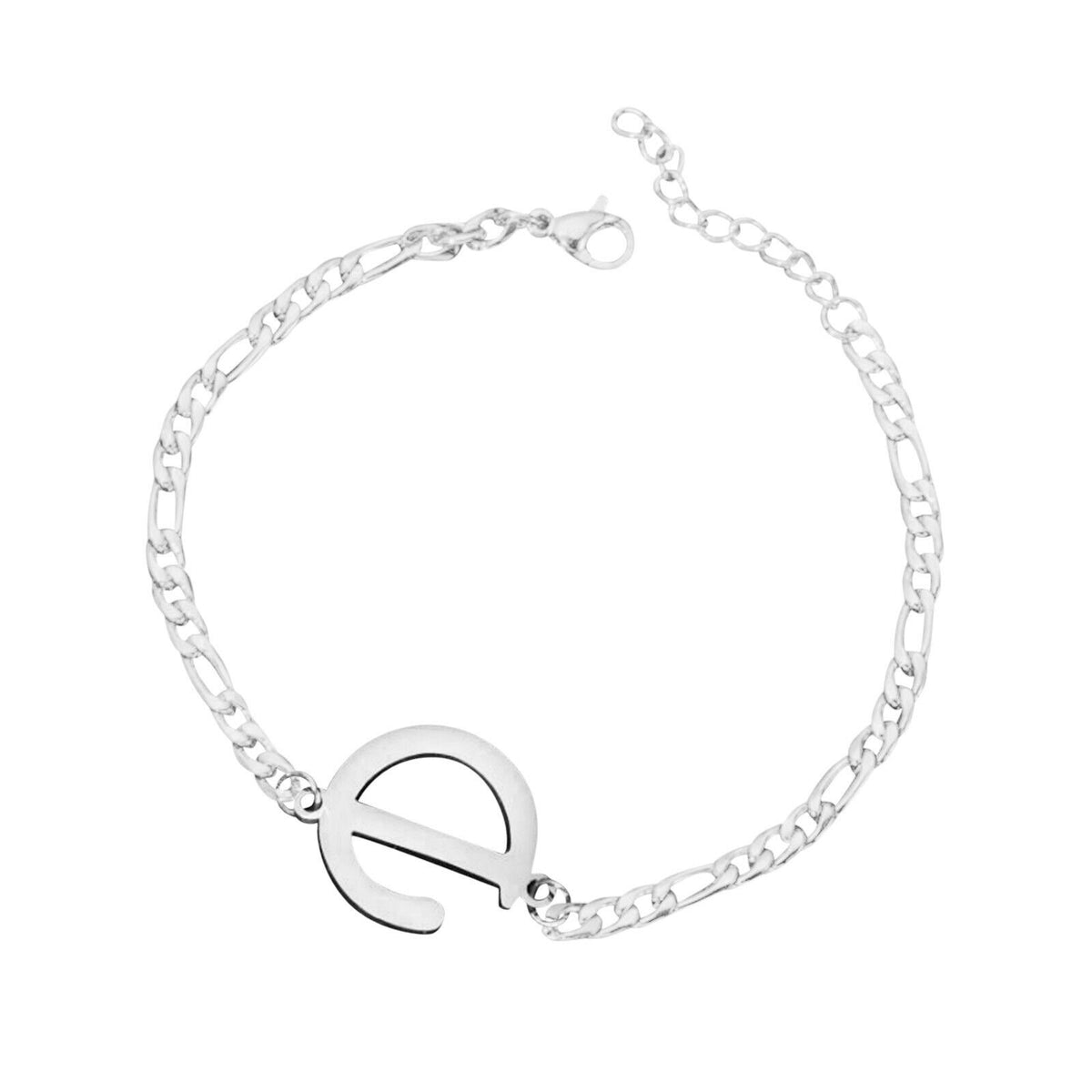 Ladies Girls Silver Stainless Steel Titatnium Single Letter Initial Bracelets