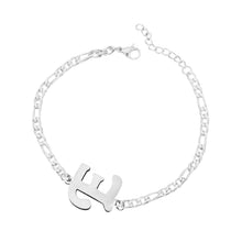 Load image into Gallery viewer, Ladies Girls Silver Stainless Steel Titatnium Single Letter Initial Bracelets
