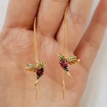 Load image into Gallery viewer, Ladies Girls Gold Plated Long Tassel Hanging Bird Drop Earrings

