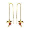 Ladies Girls Gold Plated Long Tassel Hanging Bird Drop Earrings