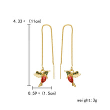 Load image into Gallery viewer, Ladies Girls Gold Plated Long Tassel Hanging Bird Drop Earrings
