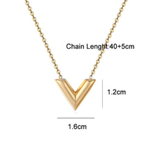 Load image into Gallery viewer, Ladies Gold Plated Titanium Steel V- Shape Choker Link Chain Necklace
