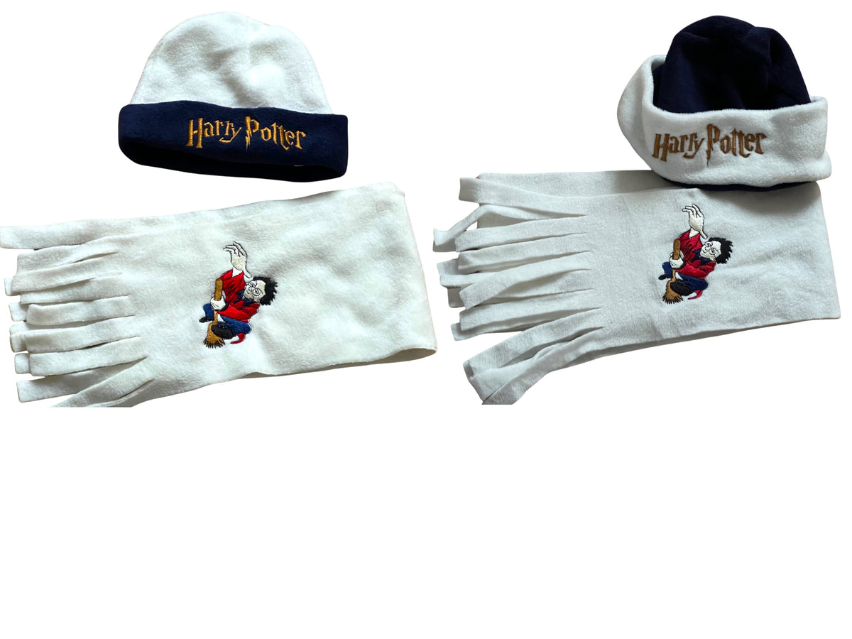 Boys Girls Harry Potter Navy & Cream Soft Fleece Warm Autum Winter Cap & Scarf