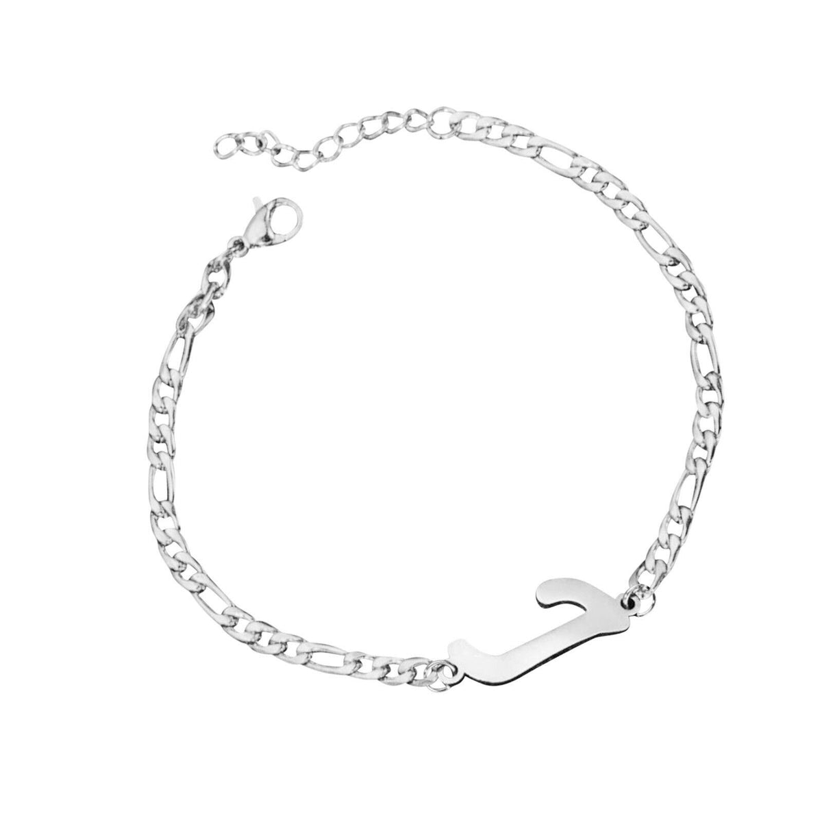 Ladies Girls Silver Stainless Steel Titatnium Single Letter Initial Bracelets