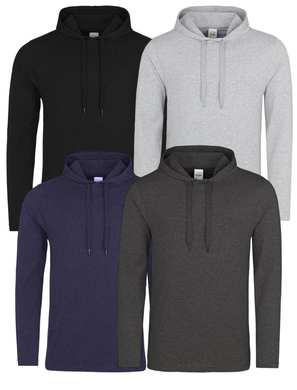 Mens Cotton Long Sleeve Slim Fit Hooded T-shirt