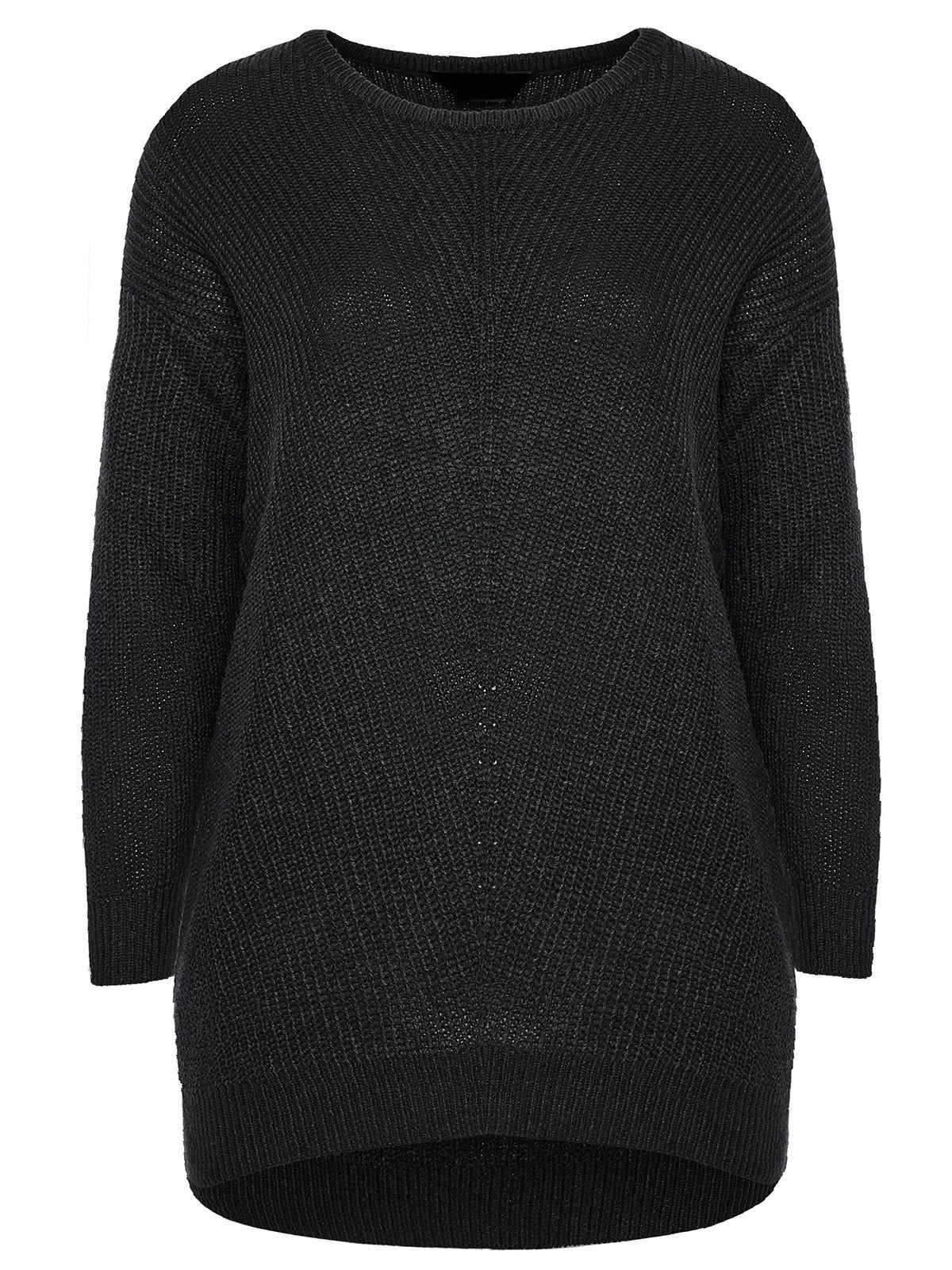 Ladies Chunky Rib Trimmed Longline Plus Size Jumpers