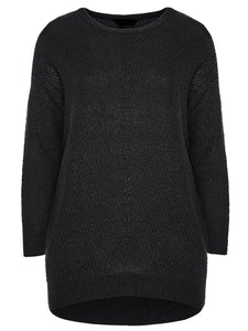 Ladies Chunky Rib Trimmed Longline Plus Size Jumpers