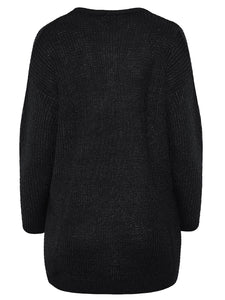 Ladies Chunky Rib Trimmed Longline Plus Size Jumpers