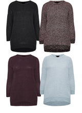Load image into Gallery viewer, Ladies Chunky Rib Trimmed Longline Plus Size Jumpers

