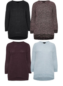Ladies Chunky Rib Trimmed Longline Plus Size Jumpers