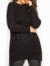 Load image into Gallery viewer, Ladies Chunky Rib Trimmed Longline Plus Size Jumpers
