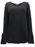 Ladies V-Neck Long Sleeve Trumpet Cuff Jumper