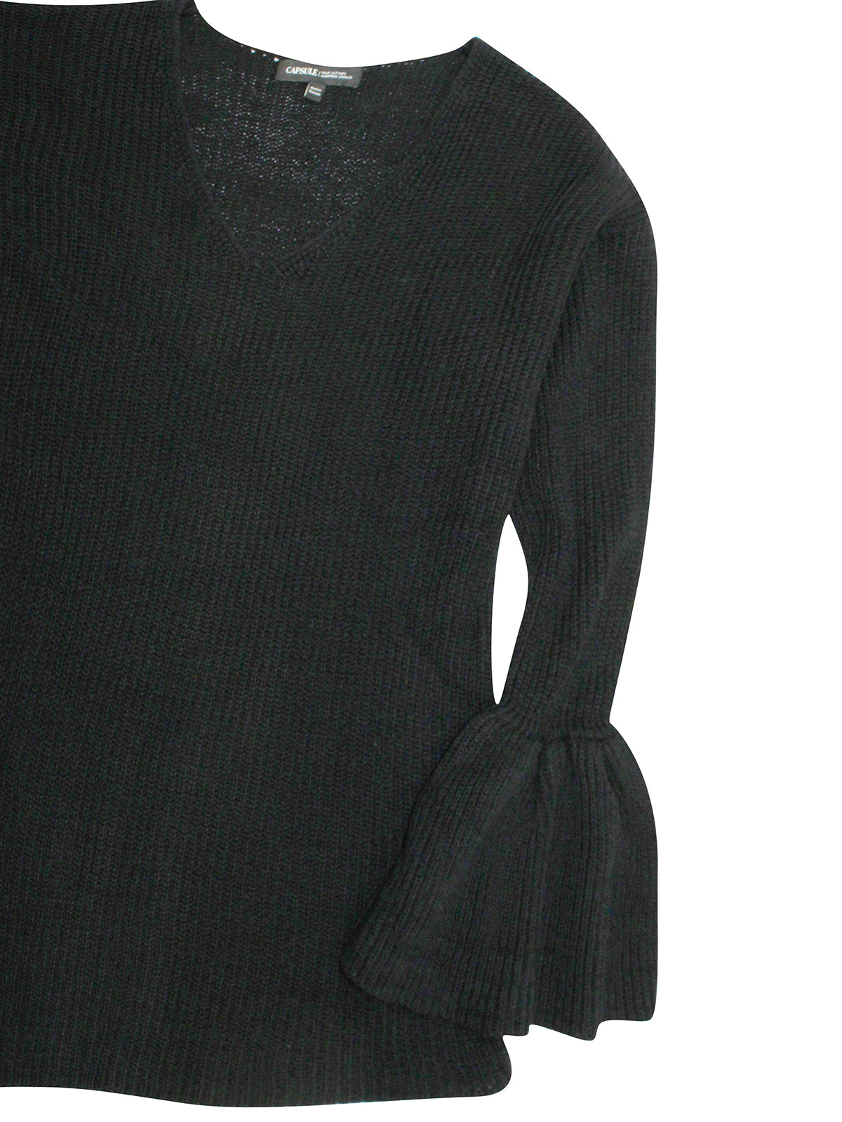 Ladies V-Neck Long Sleeve Trumpet Cuff Jumper