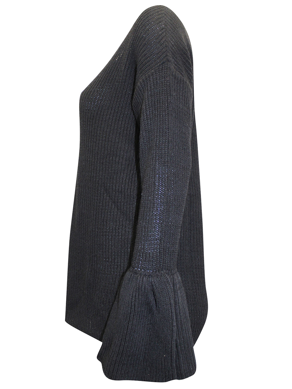 Ladies V-Neck Long Sleeve Trumpet Cuff Jumper
