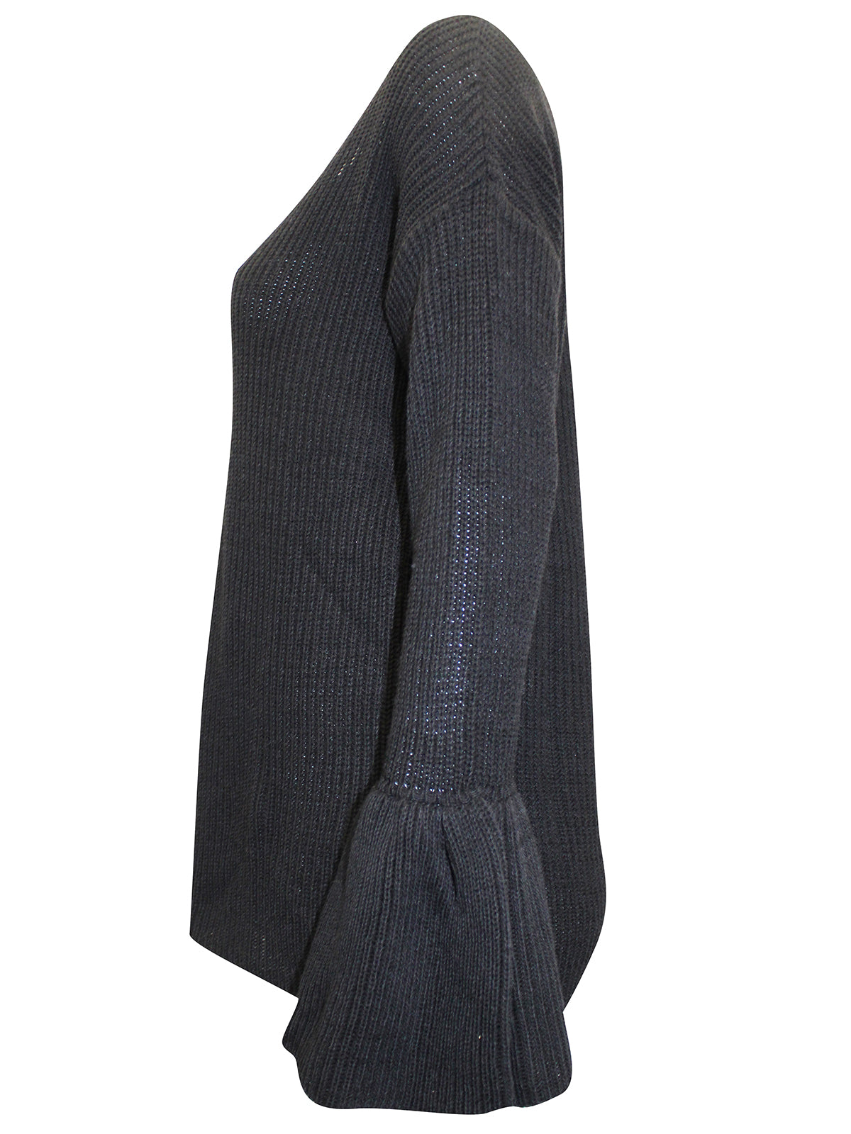 Ladies V-Neck Long Sleeve Trumpet Cuff Jumper